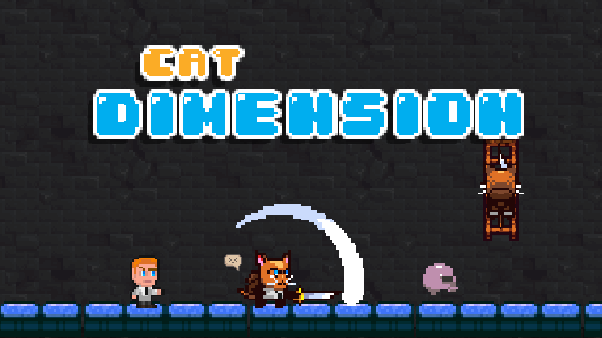 A cat in a colourful indie game pixel style