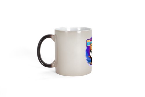 Cat Dimension - Modern Grey with a contrasting black handle Mug